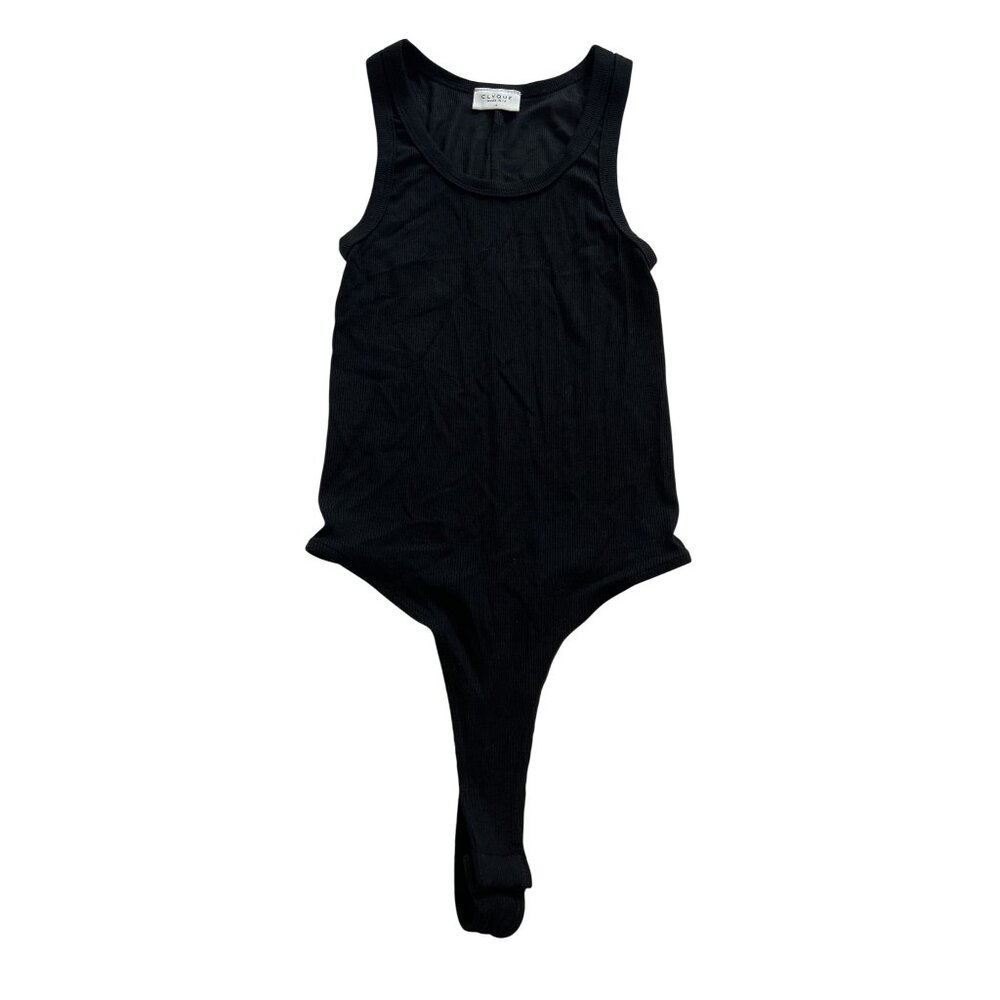 CLYQUE Scoop Neck Bodysuit in Black